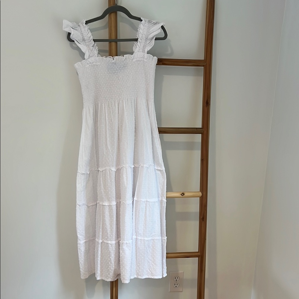 Hill House Ellie Nap Dress Sheer White Swiss Dot Size Medium